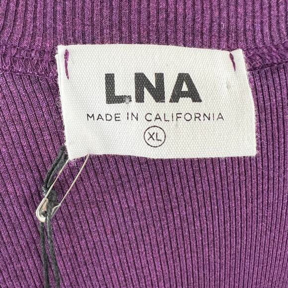 LNA Purple Amethyst Long Sleeve Cold Shoulder Asymmetric Farina Top Size XL NEW - Picture 9 of 11
